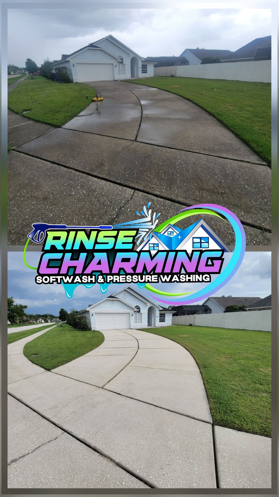 Driveway cleaning by Rinse Charming
