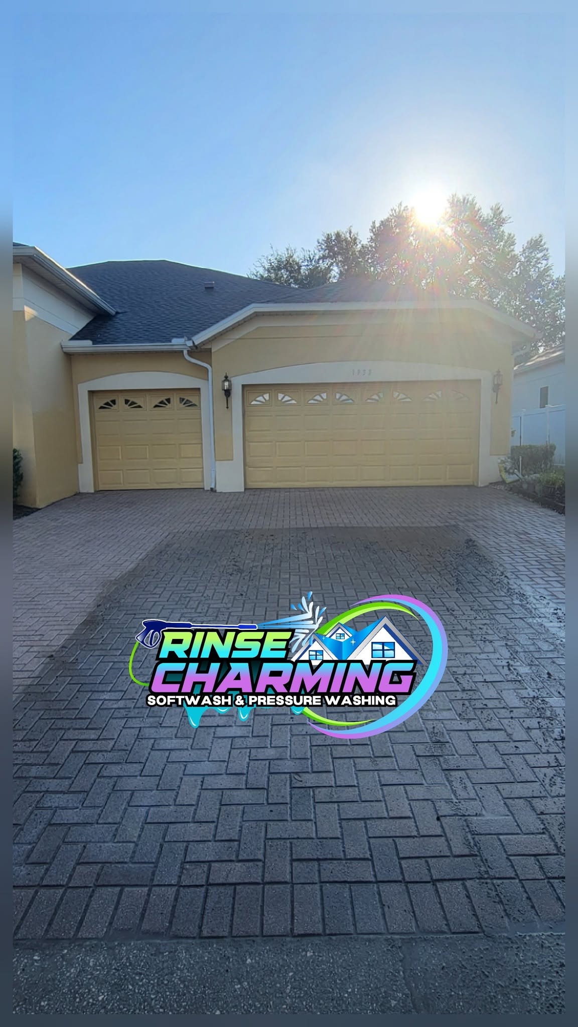 Paver cleaning and restoration by Rinse Charming