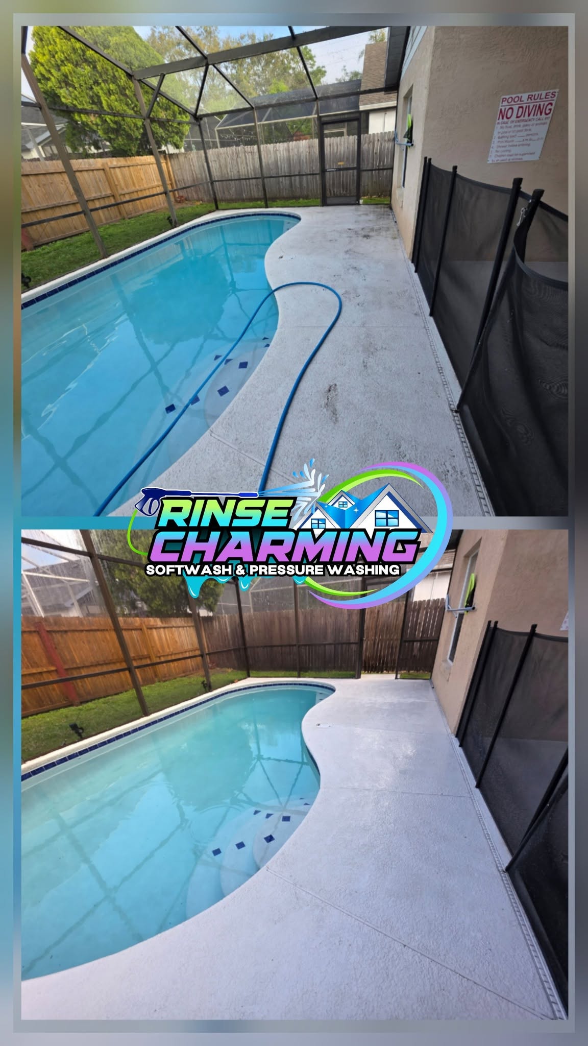 Pool deck cleaning by Rinse Charming