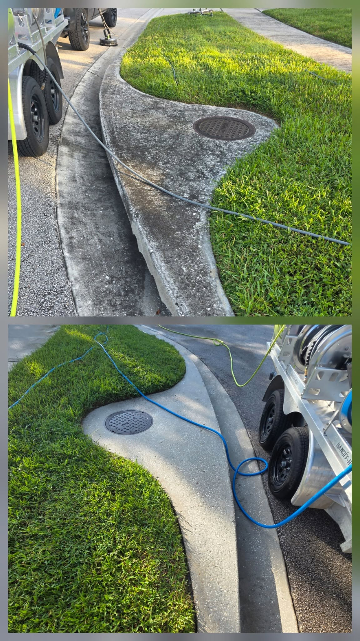 Concrete pressure washing results by Rinse Charming