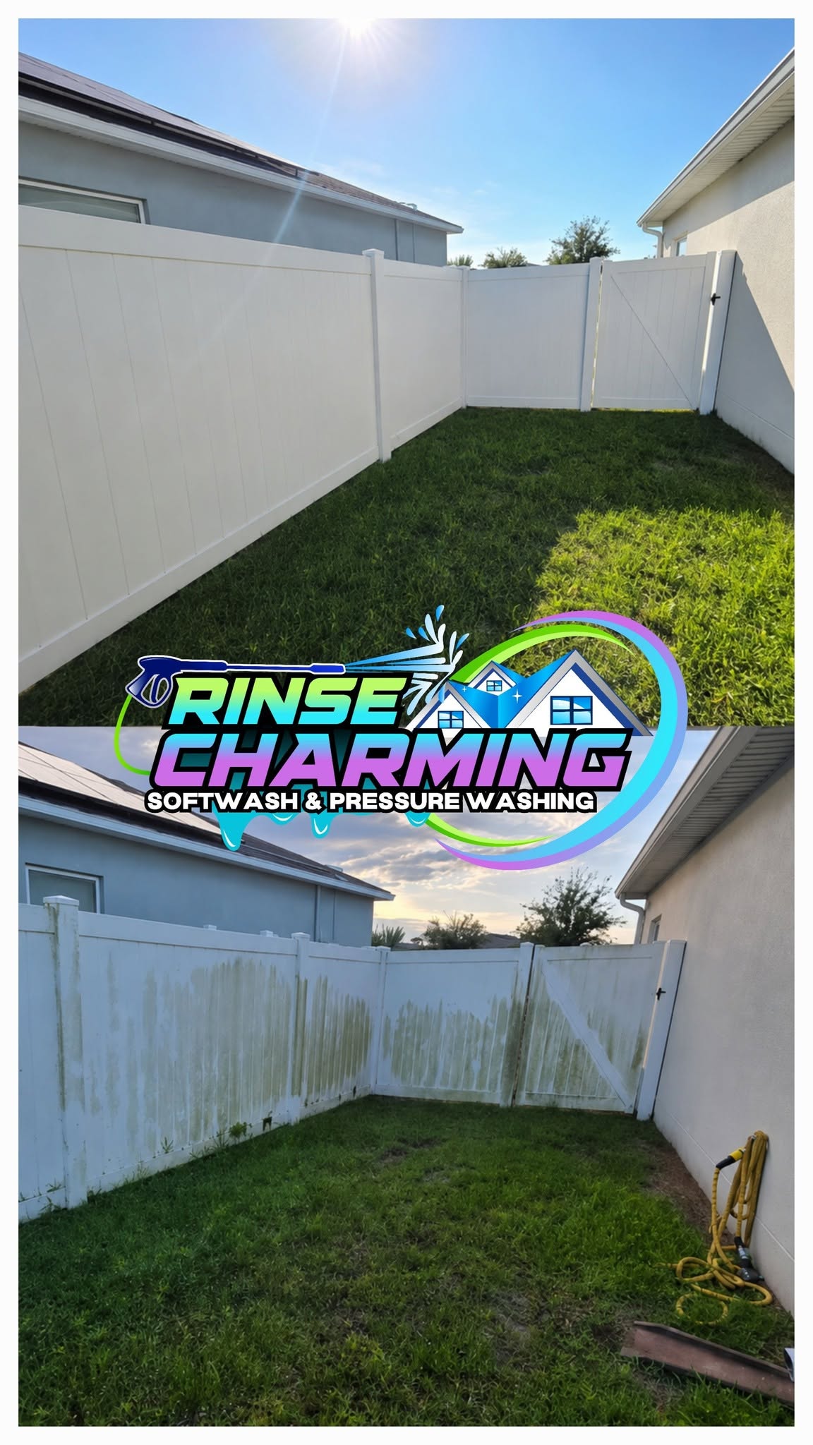 Professional fence cleaning by Rinse Charming